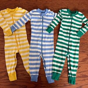 Hanna Andersson Striped Footies - Yellow, Blue, Green
